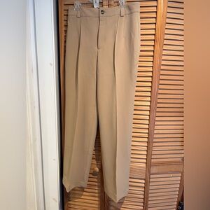 Zara The Francoise Straight Leg Tan Trousers size Large work pants NWT